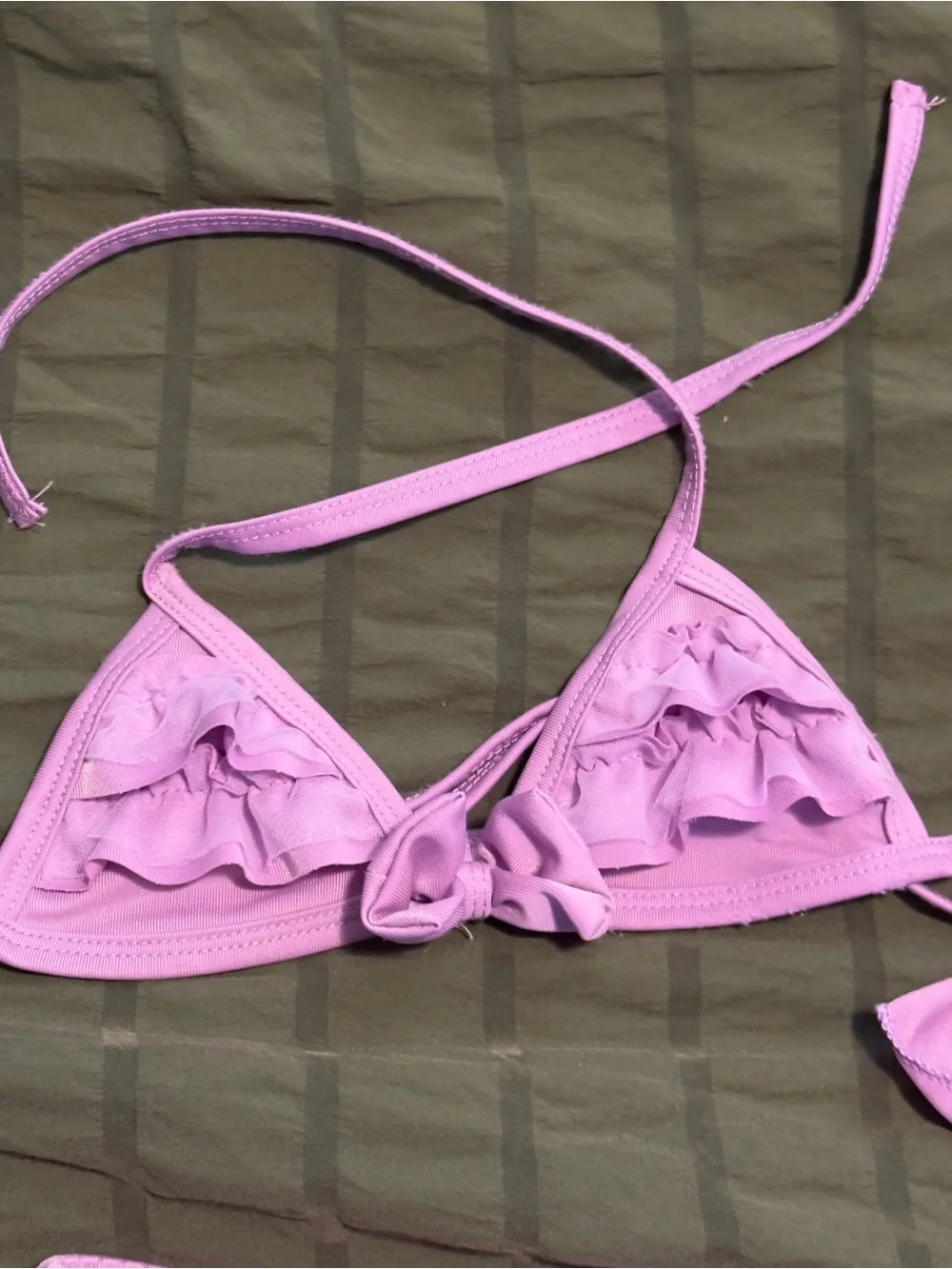 Kids Lavender Ruffle Bikini Set with Swim Cap